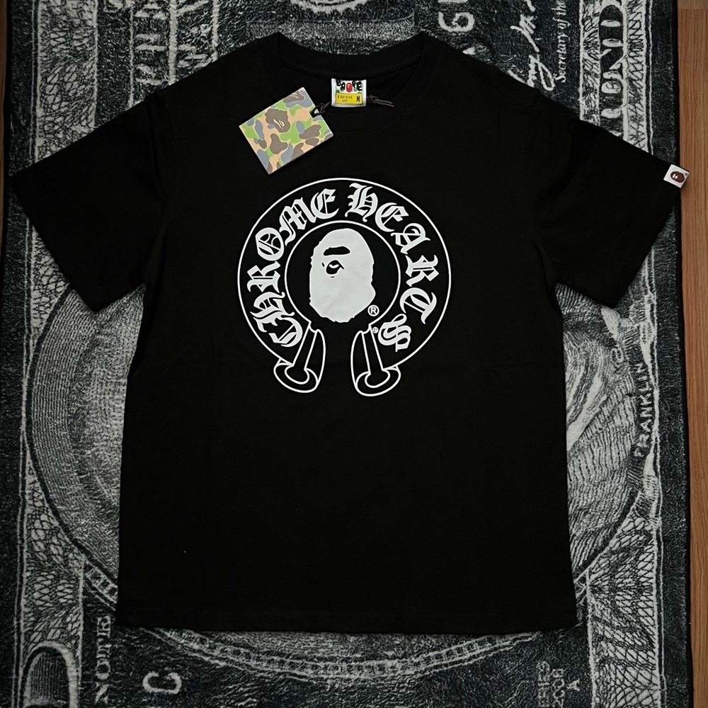 Black Chrome Hearts x Bape Tee